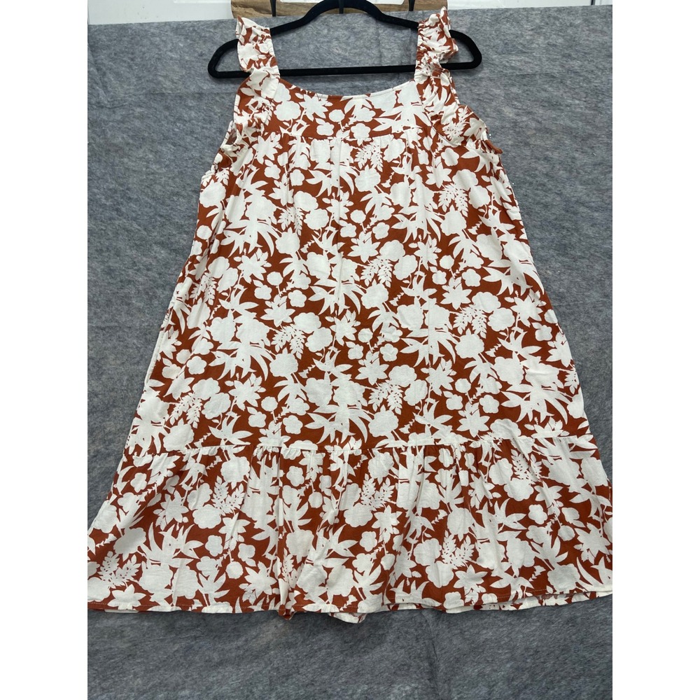 Universal Thread Womens Rust Floral Button Front Ruffle Strap Mini Dress Large - Picture 3 of 7